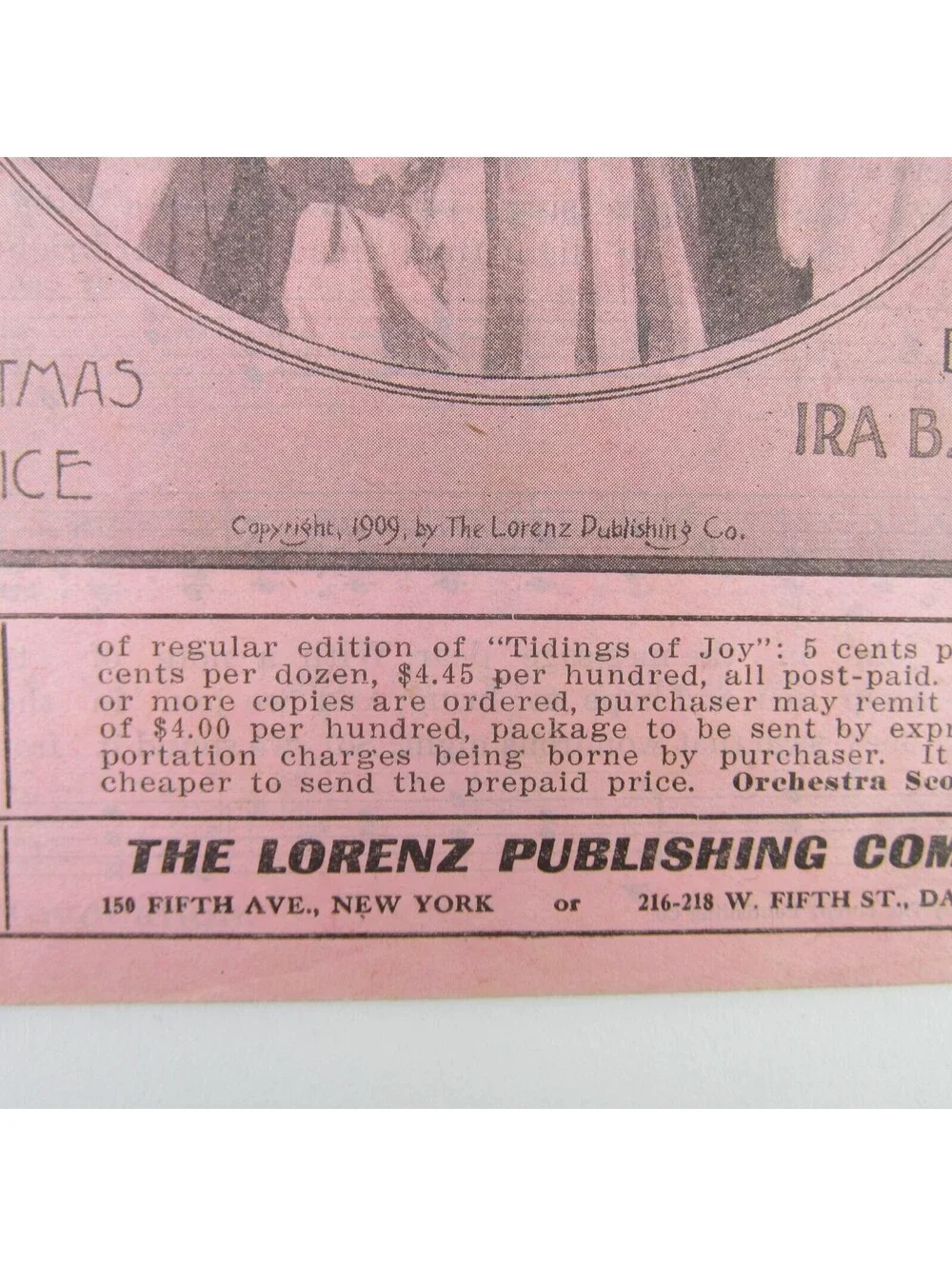 Sheet Music Christmas Service Sample Lorenz Publishing Co Dayton OH Antique 1909